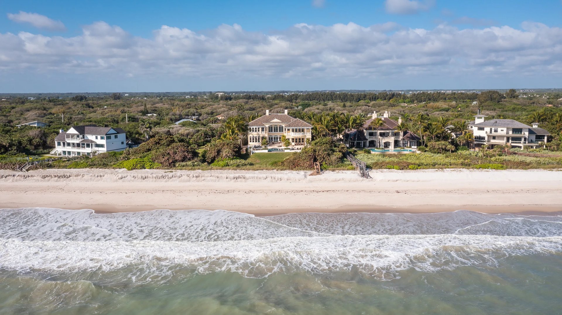 Aerial of the Vero Beach barrier island shoreline