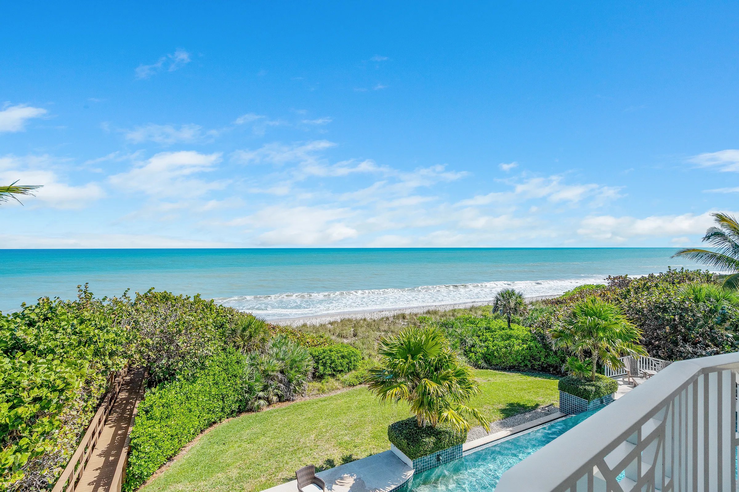 Palm and ocean from balcony