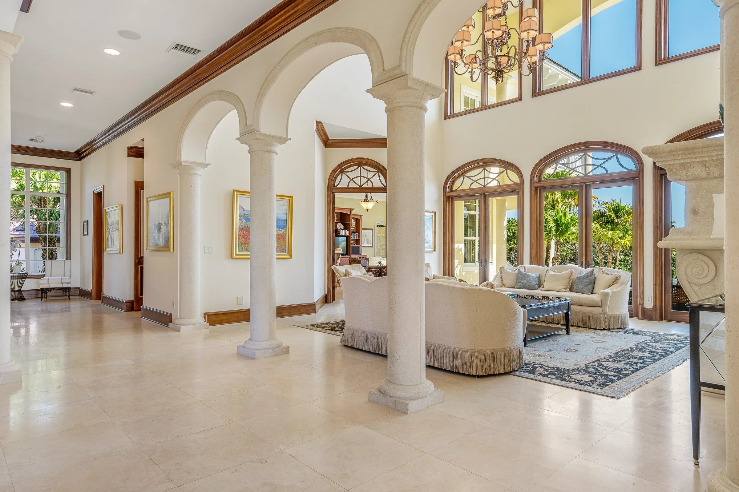 Great room with arcaded columns