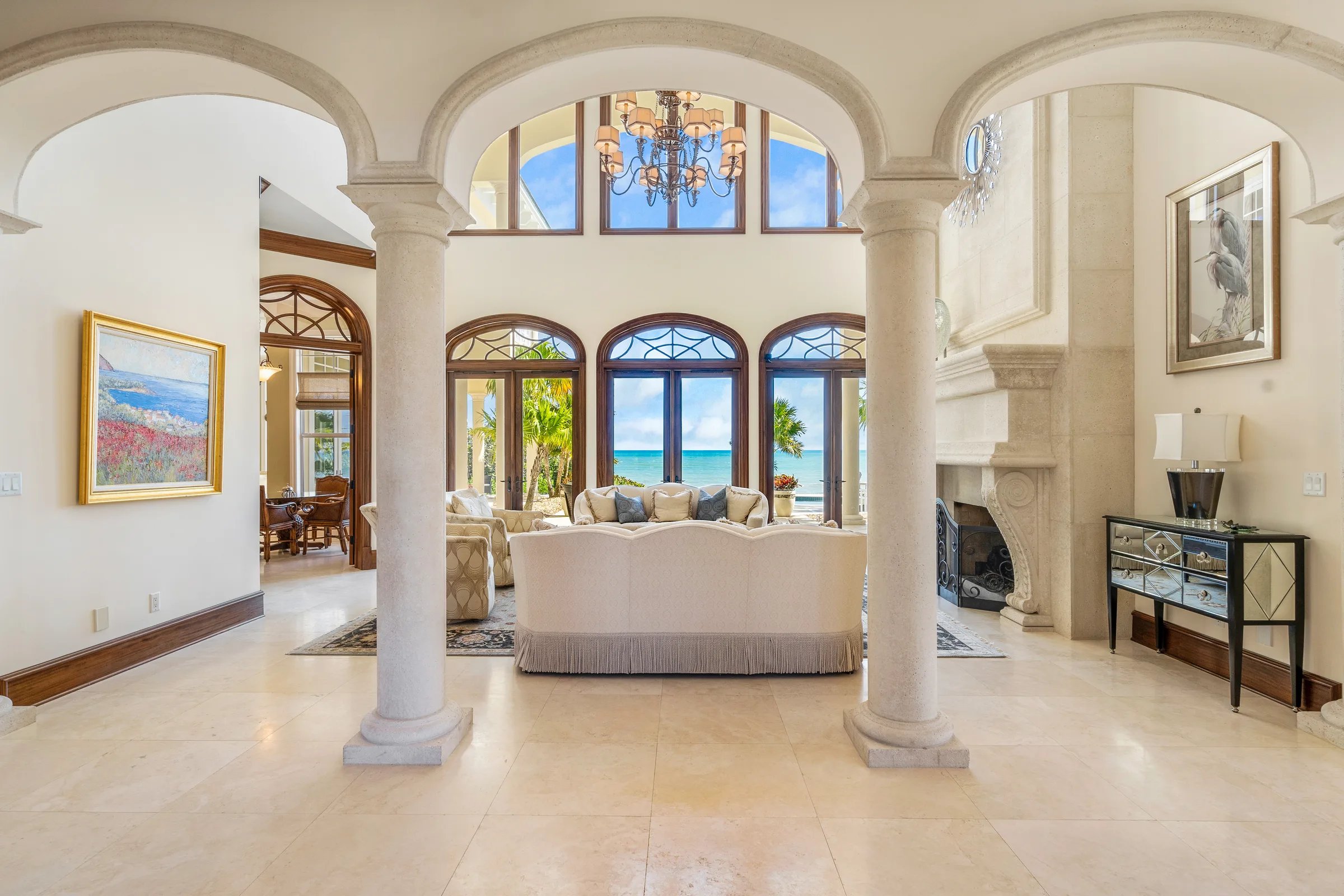 Great room through arches